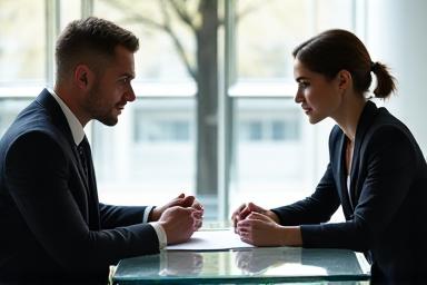 Legal professionals collaborating over documents in a high-end London office